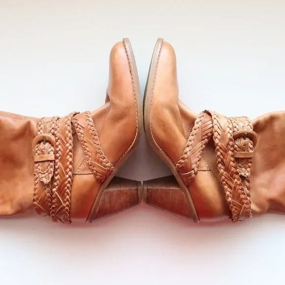 Roots Brazilian Almond Toe Block Heel Western Cowgirl Tall Riding Boots Size 8 - Picture 15 of 16